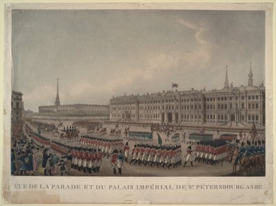 Paraden foran Vinterpaladset i St. Petersborg i 1812, 1812 af Unbekannt