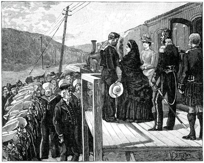 Dronningen overrækker Albert-medaljen til kystvagten George Oatley, slutningen af det 19. århundrede, 1900 af Unbekannt
