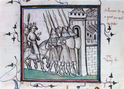 Charles VI af Frankrigs tilbagevenden efter slaget ved Rosbecque, 1382, 14.-15. århundrede af Unbekannt