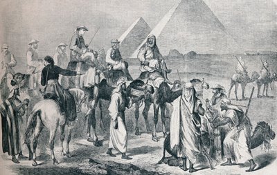Det kongelige parti forlader lejren i Giza, Egypten, c1861 1910 af Unbekannt
