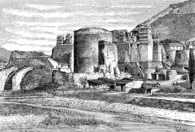 Ruinerne af basilikaen i Pergamon, Tyrkiet, 1895 af Unbekannt