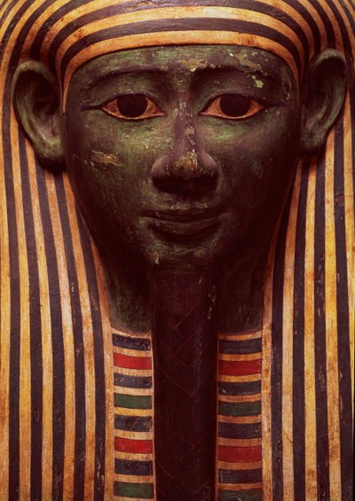 Sarkofagen af Psametik (664-610BC) detalje af ansigtet, egyptisk af Unbekannt