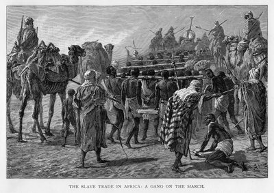 Slavehandelen i Afrika: en bande på march, c1875 af Unbekannt