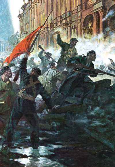 Stormen af Vinterpaladset, Skt. Petersborg, den russiske revolution, oktober 1917 af Unbekannt