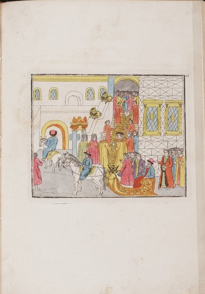 Bryllupsceremonien for zar Mikhail Feodorovich og Yevdokiya Lukyanovna, 1810 af Unbekannt