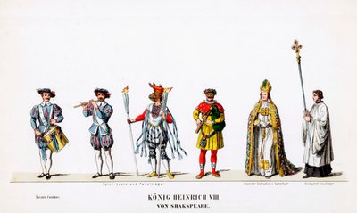 Teaterkostumedesign til Shakespeares skuespil, Henry VIII, 1800-tallet af Unbekannt