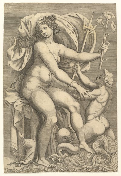 Thetis Sidder med en Triton, 1500-tallet. af Unbekannt