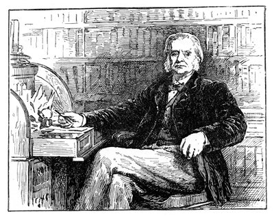 Thomas Henry Huxley, britisk biolog, ved sit skrivebord, c1880 af Unbekannt