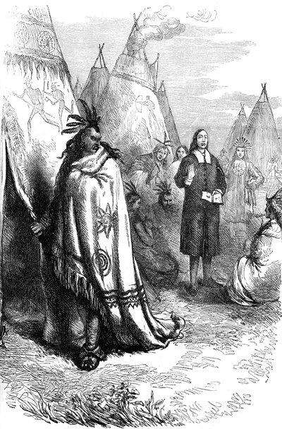 Thomas Mayhew and the Narragansett sachem, 1600-tallet c1880 af Unbekannt