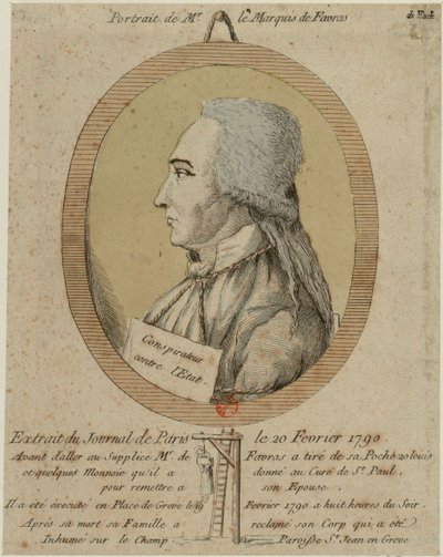 Thomas de Mahy, Marquis de Favras 1744-1790. Fra Journal de Paris den 20. februar 1790, 1790. af Unbekannt