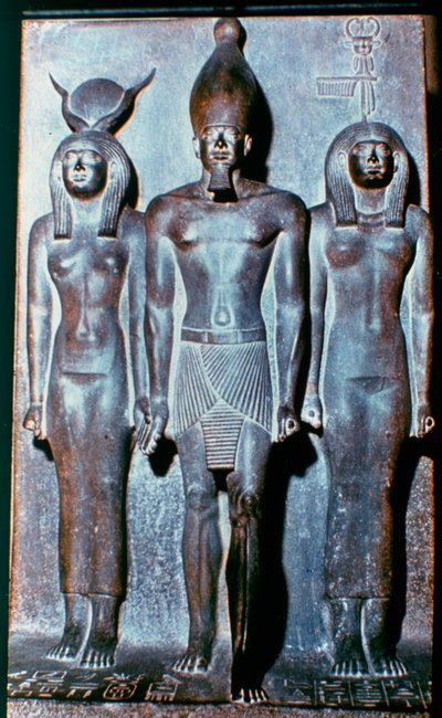 Tre egyptiske figurer, Egypten, 2600 f.Kr af Unbekannt