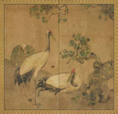 Tre traner under et træ, Edo-perioden, 1615-1868. af Unbekannt