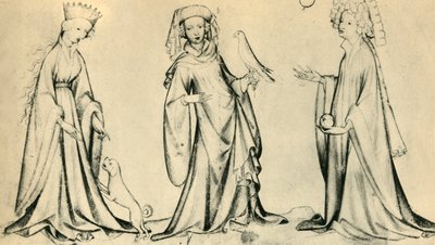 Tre unge kvinder, c1400, 1943. af Unbekannt