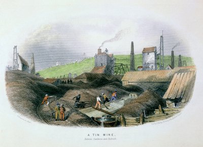 Tinmine mellem Camborne og Redruth, Cornwall, c1860 af Unbekannt