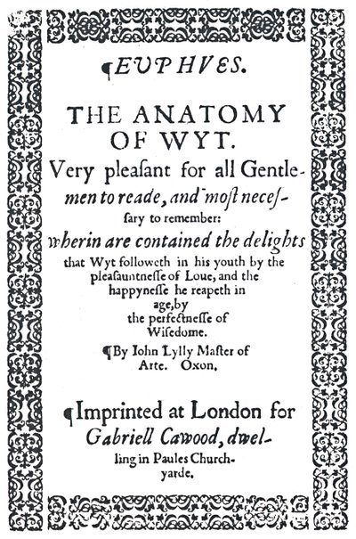 Titelside af John Lylys Euphues eller The Anatomy of Wit, første udgave, 1579, 1942. af Unbekannt