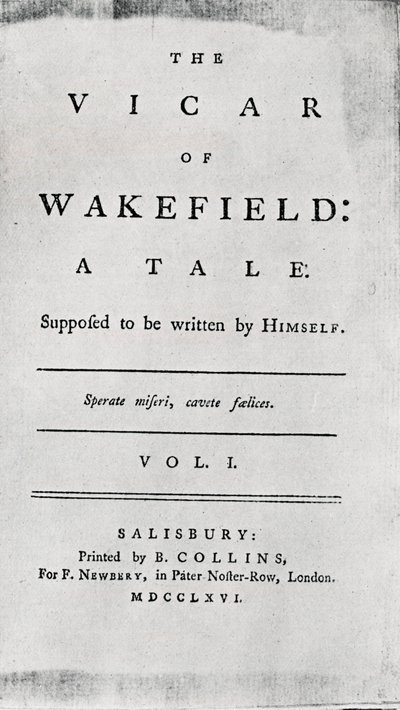 Titelside for The Vicar of Wakefield, 1766 af Unbekannt