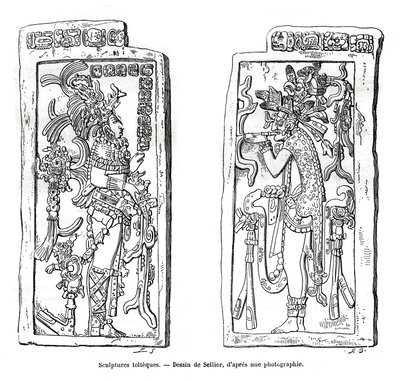Toltec-skulpturer, Mexico, 1800-tallet af Unbekannt