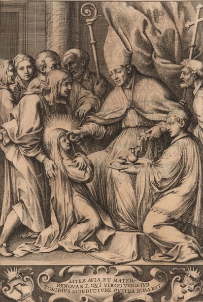 Toribio Alfonso Mogrovejo bekræfter Rose of Lima, 1670. af Unbekannt