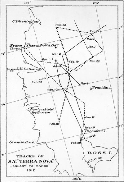 Spor af S.Y. Terra Nova - januar til marts 1912, 1913 af Unbekannt