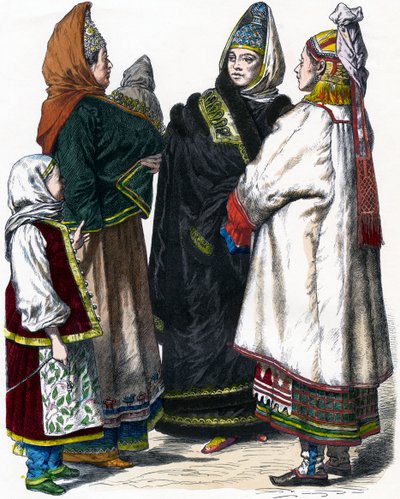 Traditionel russisk kostume, c1850 af Unbekannt