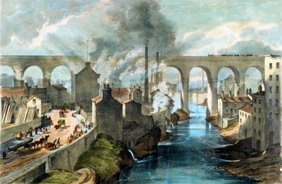 Tog krydser Stockport-viadukten på London & North Western Railway, c1845 af Unbekannt