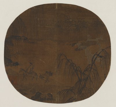 Rejsende under piletræer, Yuan- eller Ming-dynastiet, 1279-1644. af Unbekannt