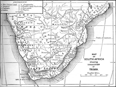 Stammekort over Sydafrika, c1880 af Unbekannt