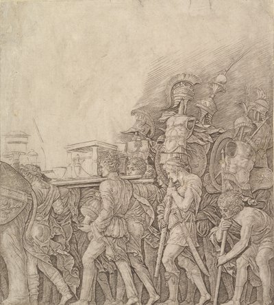 Cæsars triumf: Soldater, der bærer trofæer, ca. 1490. af Unbekannt