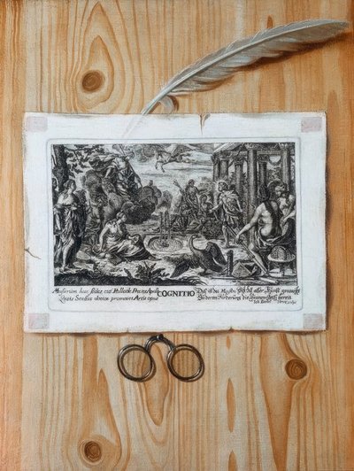 Trompe l’oeil mit Kupferstich von Unbekannt