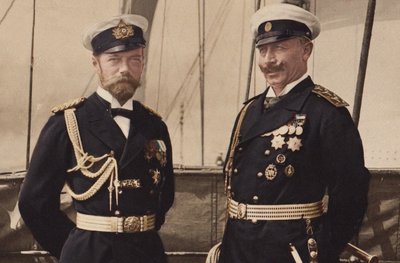Zar Nicholas II og Kaiser Wilhelm II i Björkö, 1905. af Unbekannt