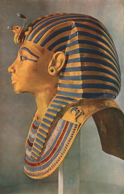 Tutankhamons dødsmaske, 1323 f.Kr., c 1910-1935 af Unbekannt