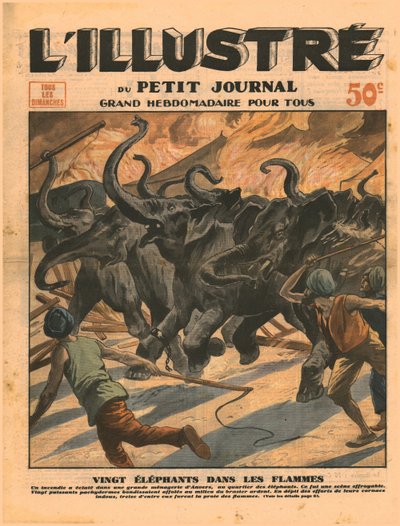 Tyve elefanter i flammerne, 1932. af Unbekannt