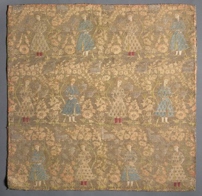 Twillvævet med falkoner blandt rosenbuske, 1650-1699. af Unbekannt