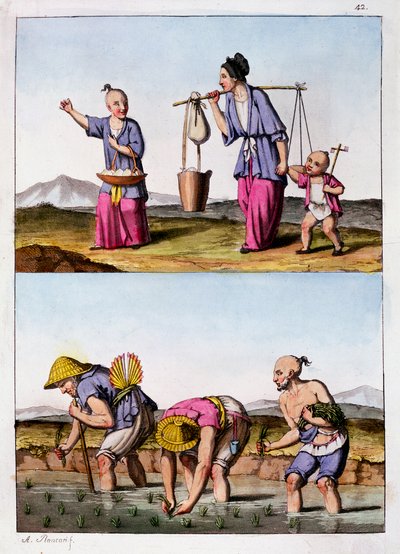 To kinesiske scener, c1830 af Unbekannt