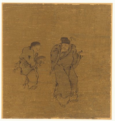 To mandlige figurer med en tudse, Ming eller Qing-dynasti, 1600-tallet. af Unbekannt