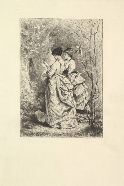 To unge damer i en have, 1873-74. af Unbekannt