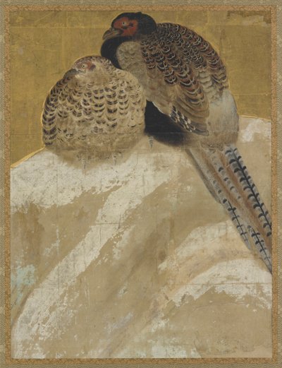 To fasaner på en snebanke, Momoyama-periode, 1700-tallet. af Unbekannt