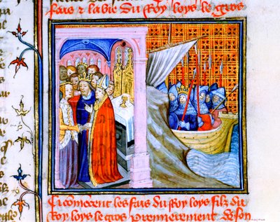 To scener fra Chronique de St Denis, slutningen af det 14. århundrede af Unbekannt