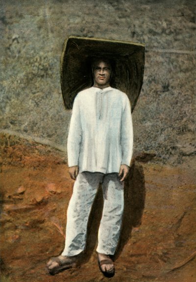 En mindreårig. Arbejdskostume, En minearbejder i arbejdstøj, 1900. af Unbekannt