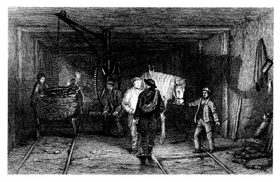 Underjordisk scene i en kulmine, 1860 af Unbekannt