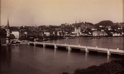 Uden titel Bro med By i Afstand, 1800-tallet. af Unbekannt