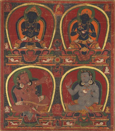 Vajradhara, uselviskhed og Mahasiddhas Virupa og Kanha, s. 1450. af Unbekannt