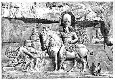 Baldrian ved fødderne af Sapor, kongelige grave ved Naksh-I-Rustem, Persepolis, Iran, 1895 af Unbekannt