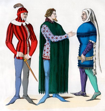 Kammertjener og herrer i 1300-talsdragt, 1882-1884 af Unbekannt