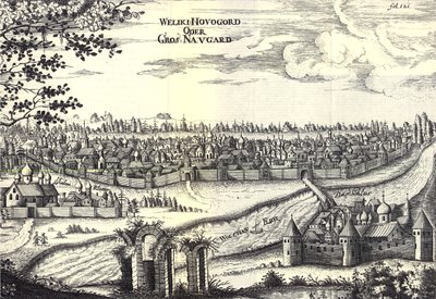 Velikiy Novgorod Illustration fra rejser til den store hertug af Muscovy og kongen af Persien af Adam Olearius, 1656 af Unbekannt