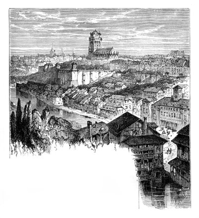 Udsigt i Bern, Schweiz, c1888 af Unbekannt