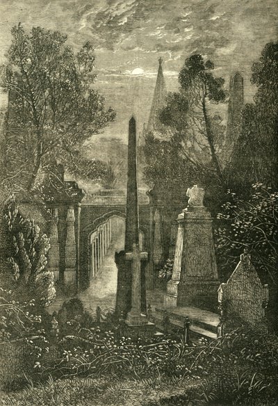 Udsigt på Highgate Cemetery, c1876. af Unbekannt