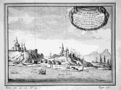 Udsigt over Beryozovo fra Sosva-floden, 1770