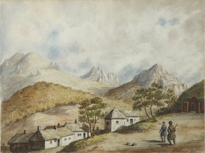 Udsigt over Zheleznovodsk, 1842 af Unbekannt
