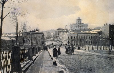 Udsigt over Znamenka Street om vinteren, Moskva, Rusland, begyndelsen af det 20. århundrede af Unbekannt